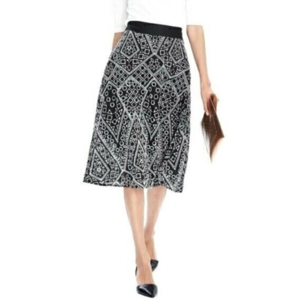 Banana Republic Womens Embroidered Eyelet Midi Skirt